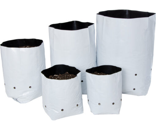 Hydrofarm Black & White Grow Bag, 5 gal (16 packs of 25)