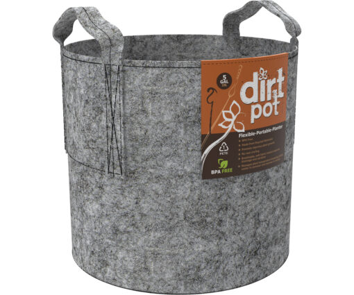 Dirt Pot Flexible Portable Planter, Grey, 5 gal, with handles