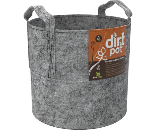 Dirt Pot Flexible Portable Planter, Grey, 5 gal, with handles - Image 2