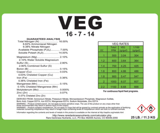 Rare Dankness Nutrients Perfecta VEG, 3 gallon pail, 25 lbs - Image 2